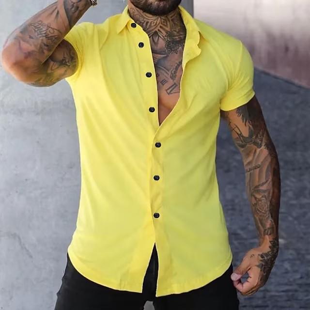 Solid-colored Fashion Trend Shirts Sports Casual Men’s Short Sleeve Shirts