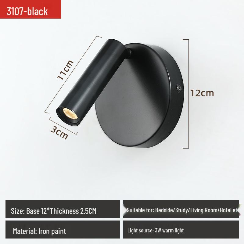 Rotatable Wall-Mounted Reading Lamp for Hotel Bedside - Modern Minimalist Design