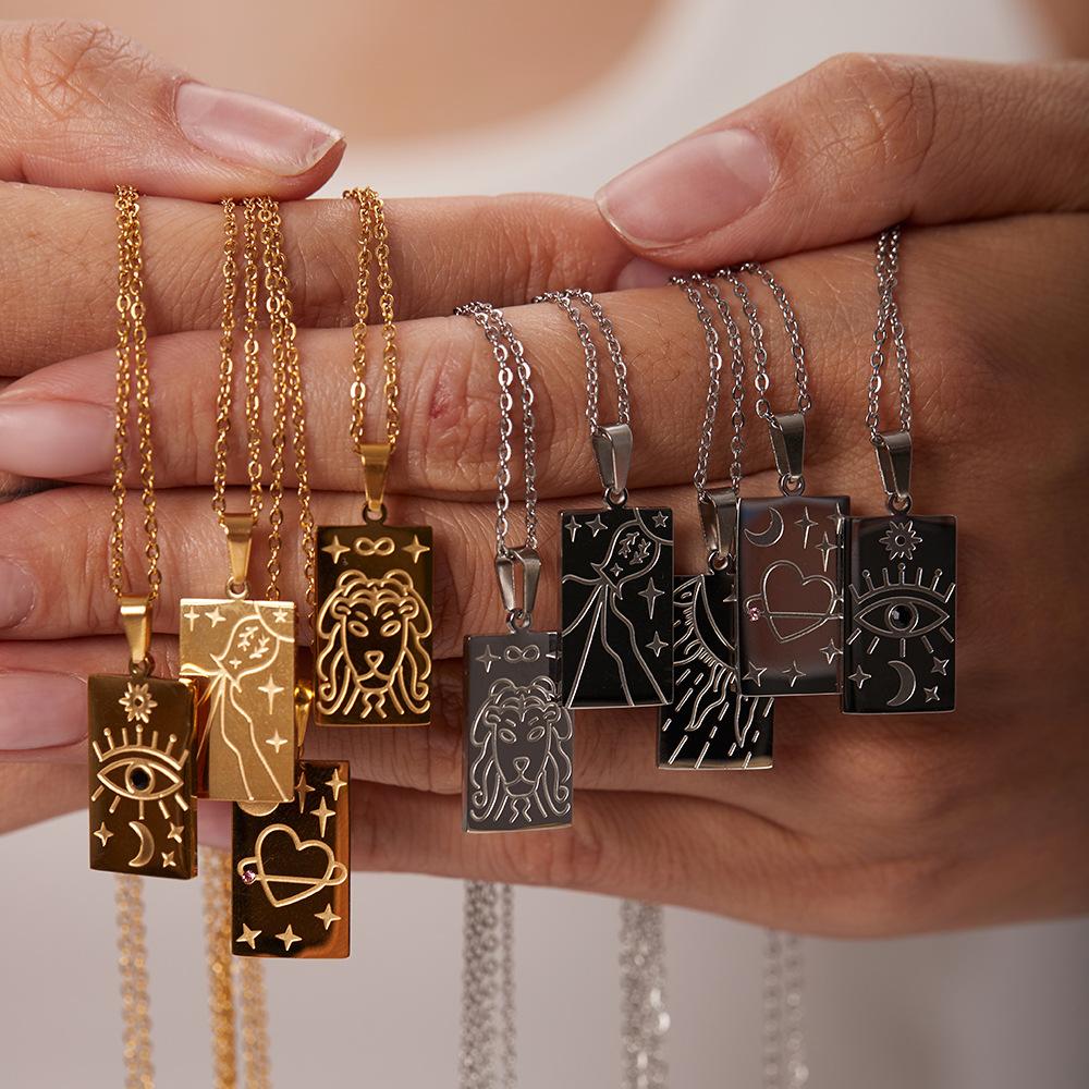 2026 Newest 18K Gold Stainless Steel Pendant Necklace Fashionable Waterproof Hypoallergenic Geometric Design Unisex for Wedding