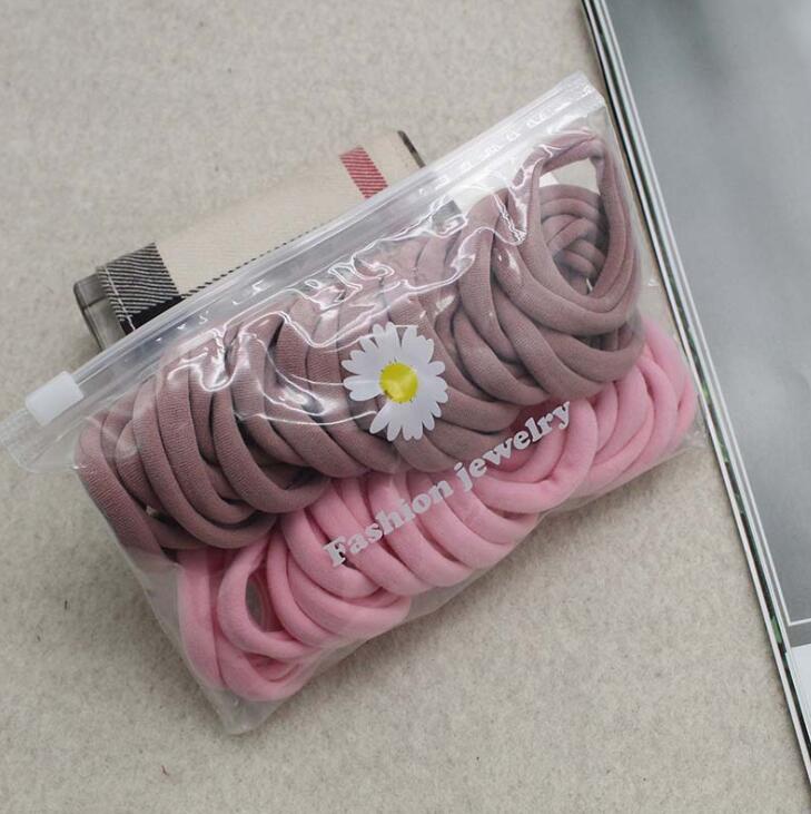 

50 шт./лот Черные нейлоновые резинки для волос, держатель для хвостика, резинка, розовые, голубые резинки для волос, резинка, бесшовные, высокоэластичные резинки для волос для женщин