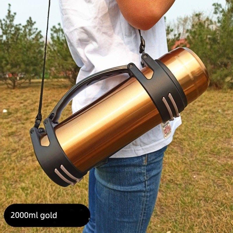 Car-Mounted Hot Water Bottle for Workers, 4000ml Ultra-Large Capacity Thermos Cup, Outdoor 304 Stainless Steel Cold-Keeping Cup for Driving