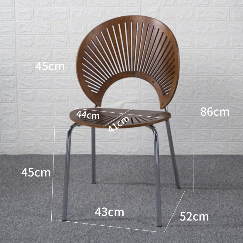 Household Shell Chair Solid Wood Simple Leisure Dining Chair Creative Restaurant Backrest Chair