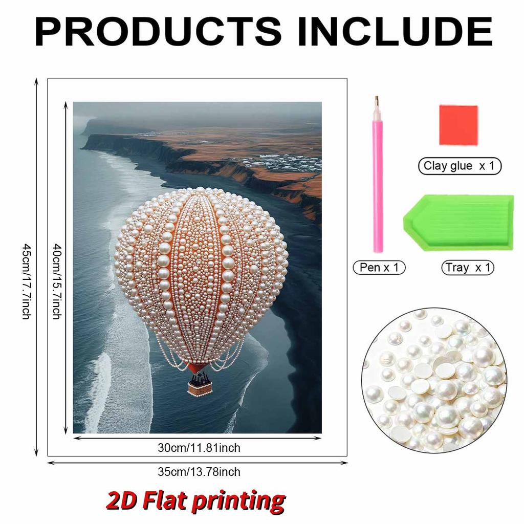 DIY Hot Air Balloon Pearl Diamond Art Painting Kits for Adults and Beginners,fine View Sparkling Painting Craft Home Wall Decor Handmade Gift