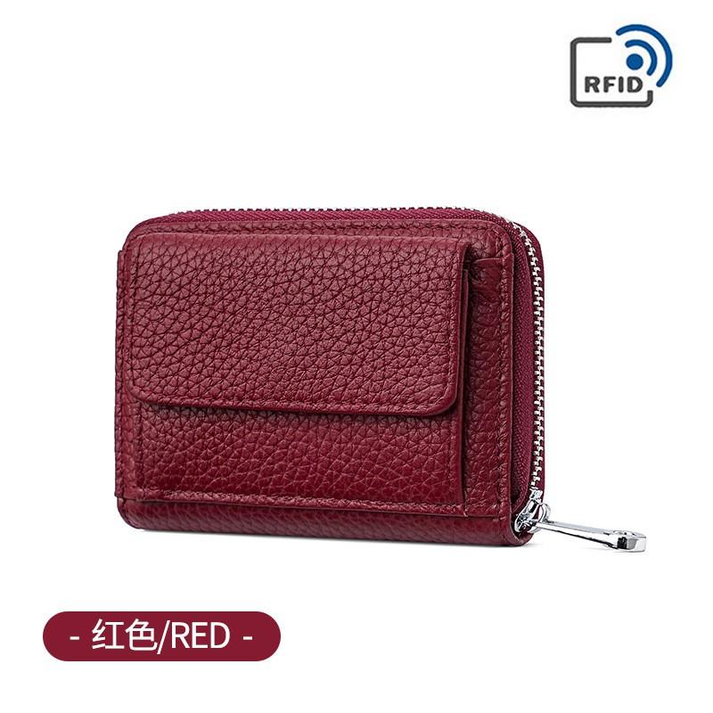 Portfel z prawdziwej skóry blokujący RFID dla mężczyzn i kobiet, wieloslotowy etui na karty z kieszonką na monety, minimalistyczny design