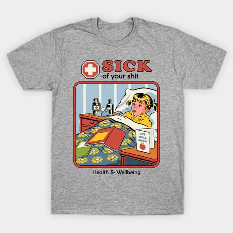 Cansado da sua Camiseta de Merda Homem Mulher Quadrinhos Engraçados Mangas Curtas Personalidade Streetwear Gola O Algodão Camiseta Roupa