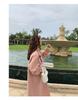 Women's Hepburn Style Korean Pink Wool Coat - Mid-Length, Autumn/Winter 2025 Collection, Petite Fit, High-End Feel
