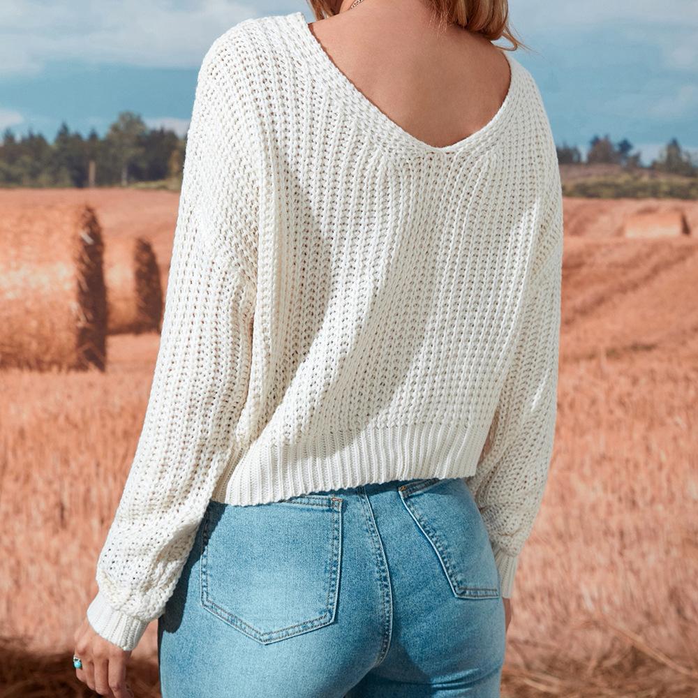 Women's Early Autumn Mesh Sheer Knitted Off Shoulder Base Layer Sweater Women's Top Long Sleeve Luxurious Relaxed-fit Slimming and Versatile Top