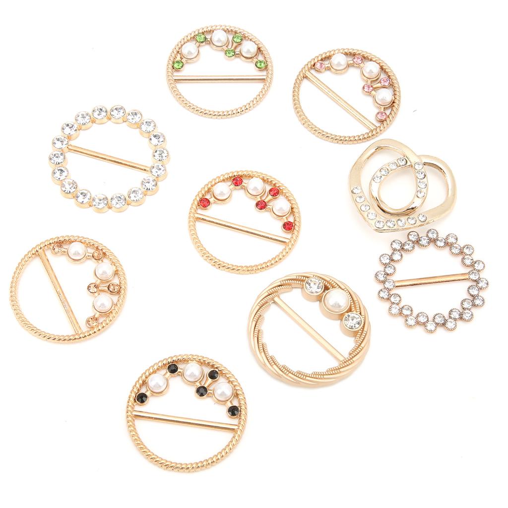 9Pcs Rhinestone Scarf Buckle Elegant Fashion Shiny Firm Stable Simplistic TShirt Clip