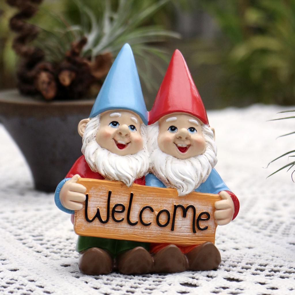 1 Dwarf Holding Welcome Sign Ornament, Creative Garden/home Decoration Ornament, Resin Handicraft