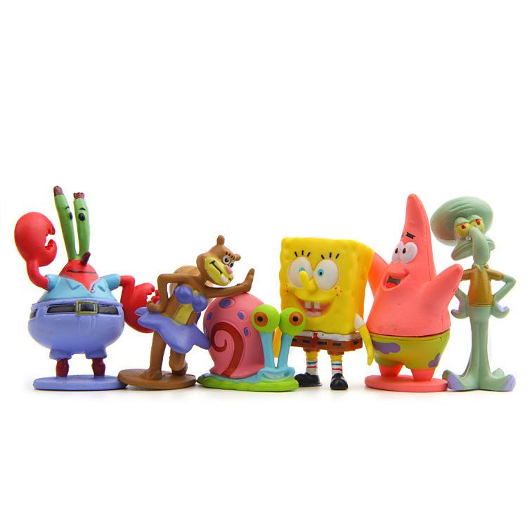 Spongebob Anime Figure Patrick Star Octopus Brother Handmade Model Cartoon Toys for Ornaments 6PCS/8PCS Set Cake Decoration