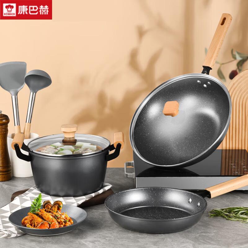 Kobach 3-Piece Non-Stick Maifan Stone Cookware Set