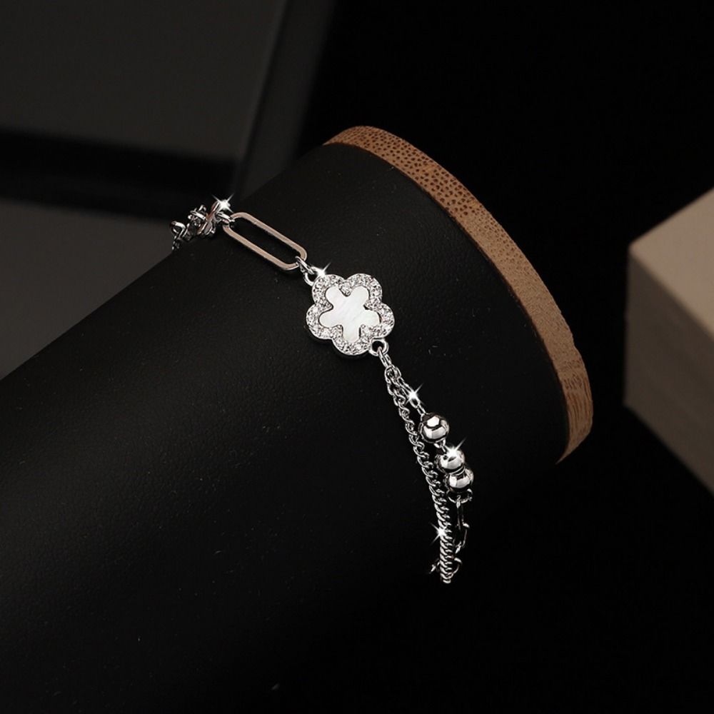 

Легкий роскошный браслет с подвеской в виде цветов, изысканный двухслойный браслет с цепочкой для девочек