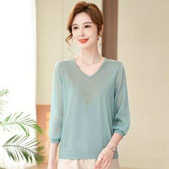 Elegant Spring Fashion Base Layer Top for Middle-Aged Women - 2026 Trendy T-shirt 4XL
