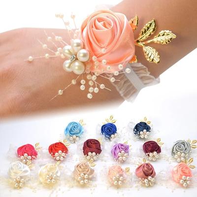 Corsage de Fleur Élégant avec Perles pour Mariage, Bal de Promo, Fête, Décoration Demoiselles d'Honneur