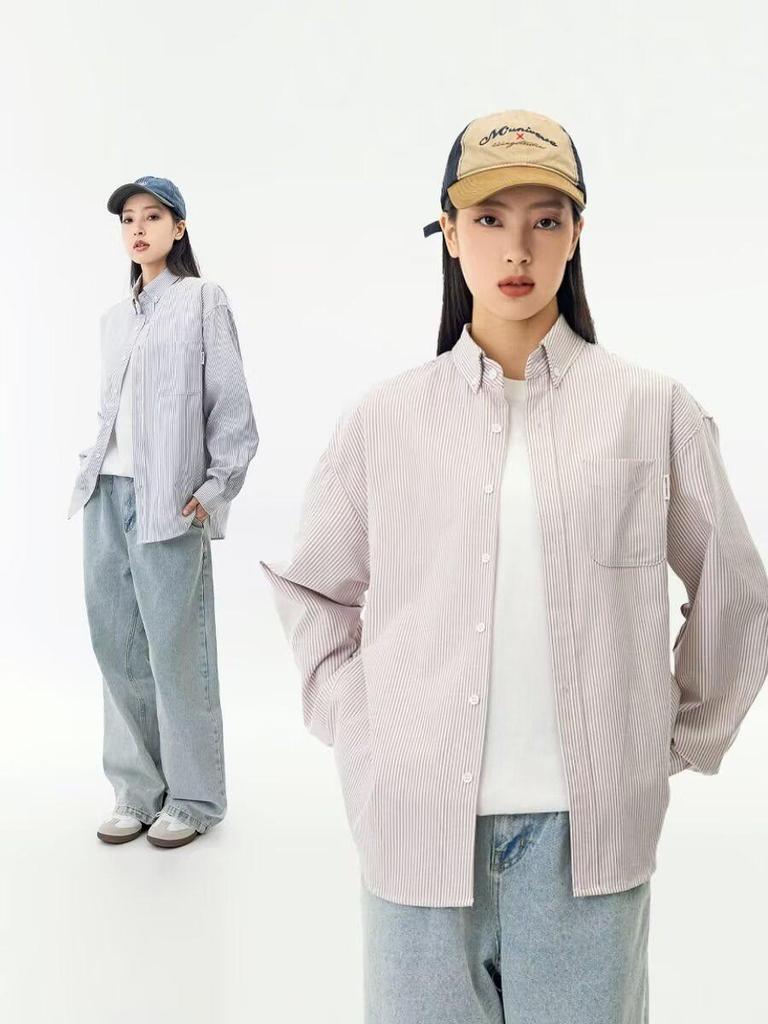 Women's Korean Style Striped Long-Sleeve Shirt Jacket - New Spring Casual Outerwear