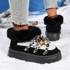 Fashion Fluffy Platform Snow Boots Women Winter 2025 String Bead Decor Faux Fur Cotton Shoes Woman Thick Plush Warm Ankle Boots