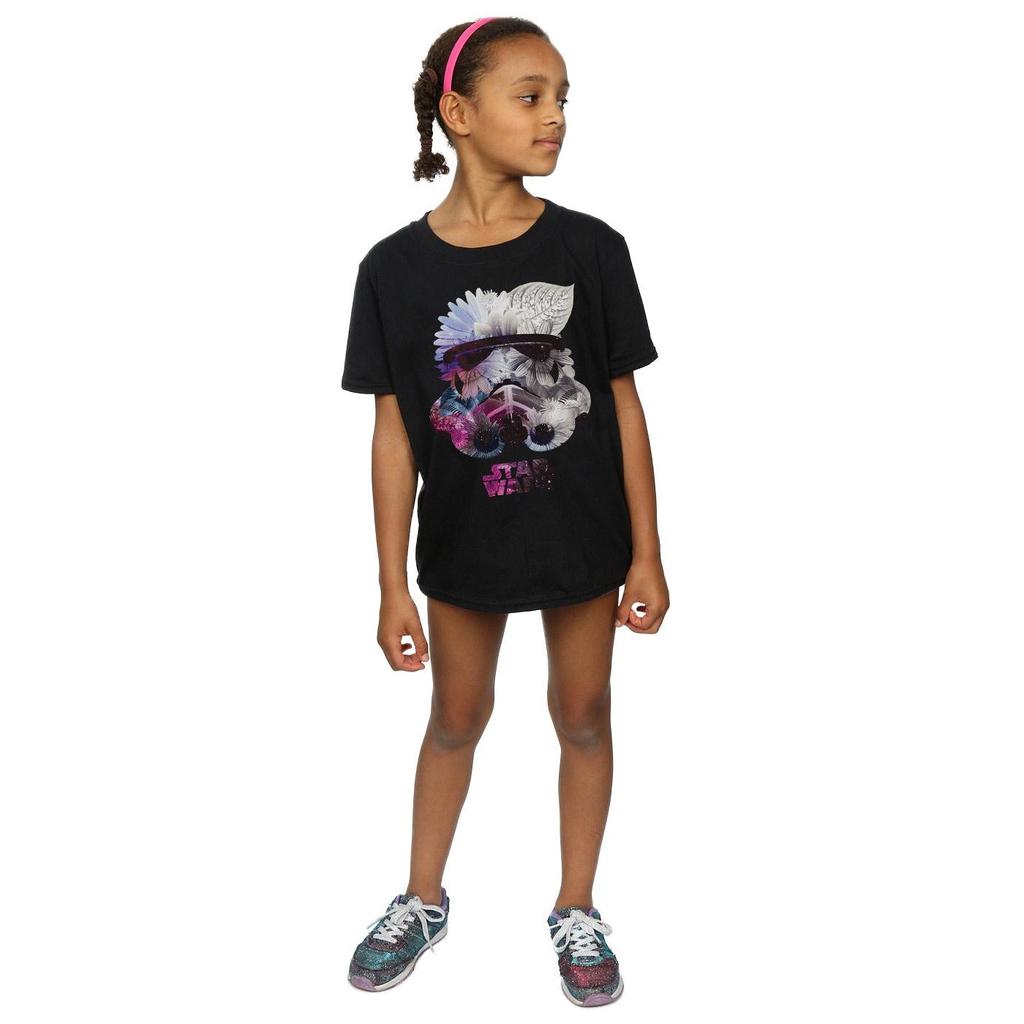 STAR WARS Girls Stormtrooper Floral Helmet Cotton T-Shirt