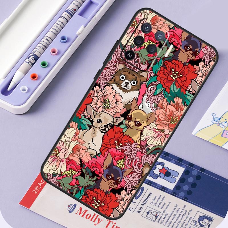 Chihuahua Face Floral Dog For Oppo A96 A76 A16 A94 A74 A54 A15 A18 A38 A58 A78 A98 A40 A60 A80 A57 A17 A77 A5 Pro Case