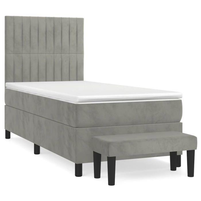 Maison Exclusive - Sommier à lattes de lit et matelas Gris clair 90x200 cm Velours