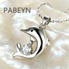 925 Sterling Silber Einfacher Süßer Delfin Zirkonia Anhänger Halskette, Geburtstagsfeier Jubiläumsgeschenk, Damenschmuck
