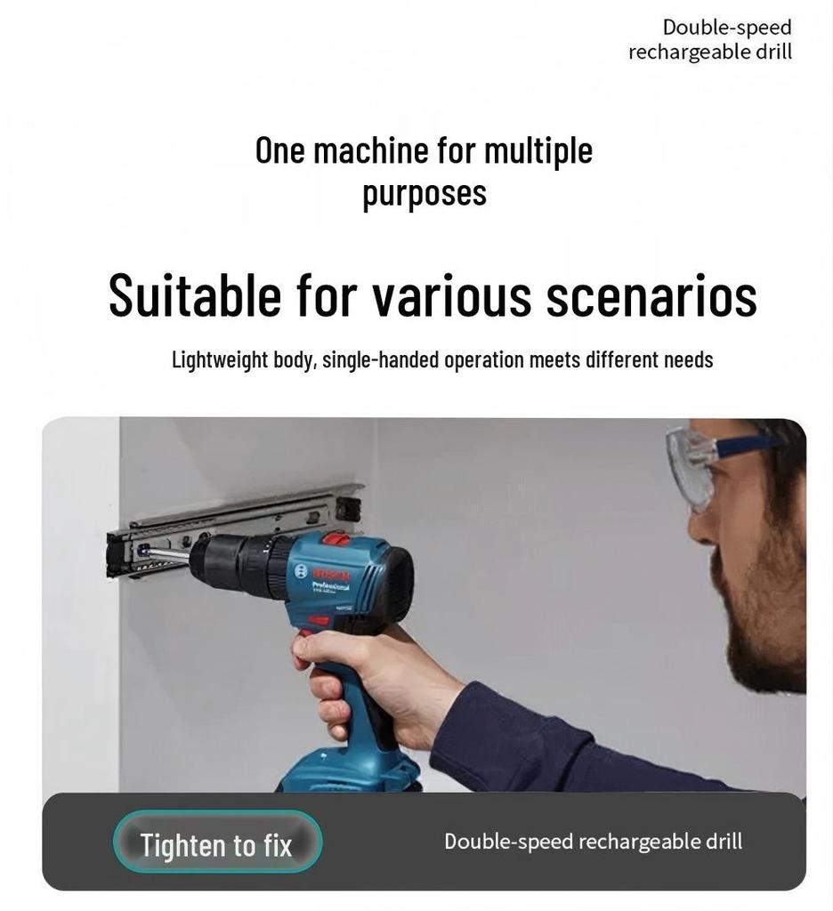 Multifunctional Rechargeable Lithium Impact Drill Set - Handheld Electric Pistol Drill for Home Use