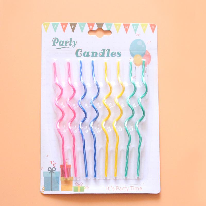 

Креативные нитевые свечи, изогнутые спиральные свечи, свечи для торта на день рождения, разноцветные длинные свечи 14CM