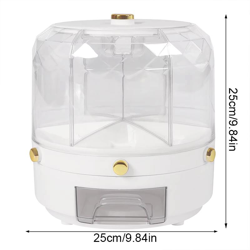 

1 шт. Диспенсер для продуктов Кухонный Выдача одним нажатием Хранение риса Герметичный контейнер для хранения зерна Дом Вращающийся на 360° белый