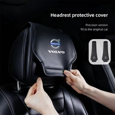 Car Leather Headrest Cover Seat Pillow Protective Set For V70 S90 XC40 S80 V90 EX90 EM90 C40 V60 V40 XC90 S60 C30 XC60 V50