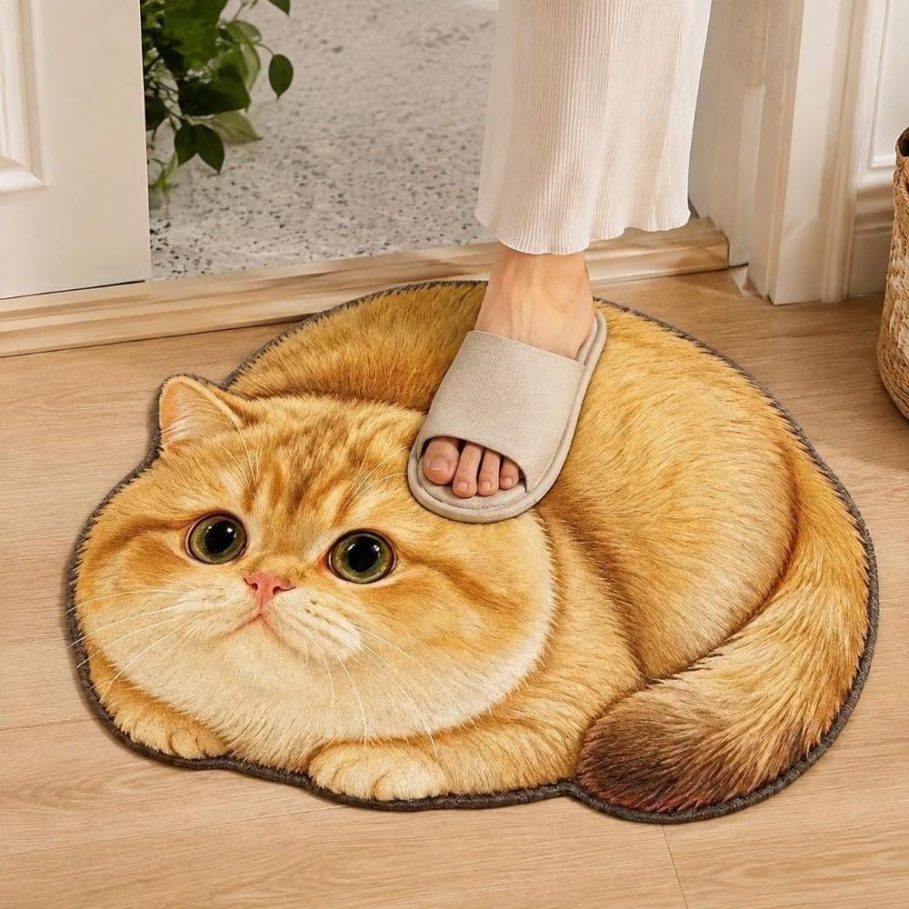 45×60CM Bathroom Carpet Realistic Bedroom Door Rug Cute 3D Cat Floor Mat Home Decor