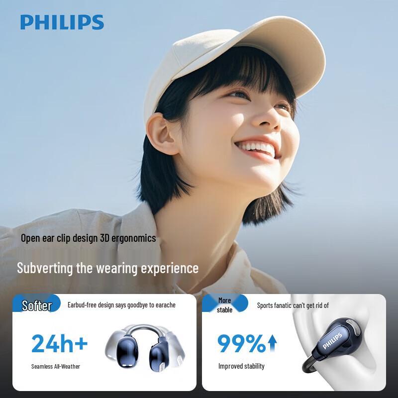 Philips TAQ3020 Ear-Clip Bone Conduction Bluetooth Headphones