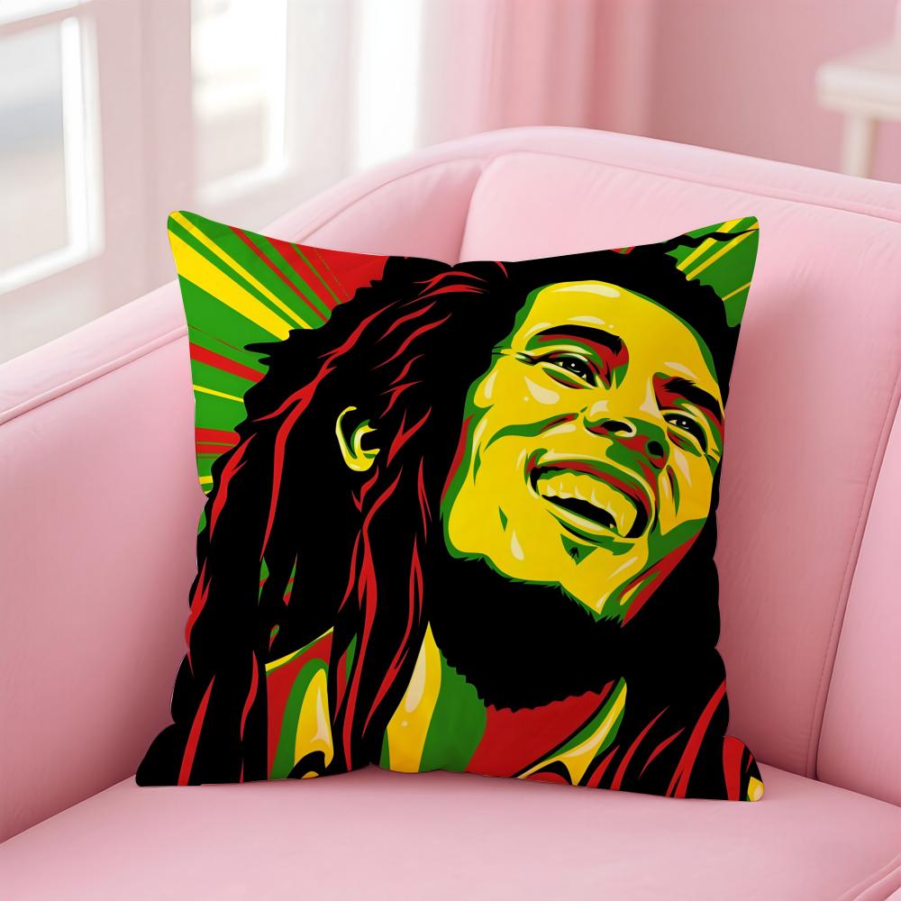 Reggae Music Bob MarleySinger Cushion Cover Pillow Case Soft Skin Friendly Fabric Concealed Zipper