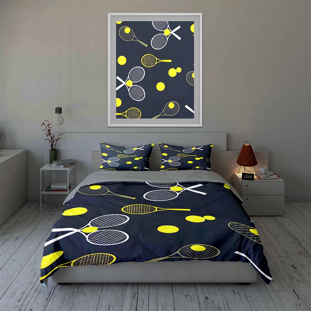 Tennis-themed Design Bedding Duvet Cover Sets Duvet Covers Pillowcases Gifts (1 * Duvet Cover 2 * Pillowcases, Without Duvet Insert)