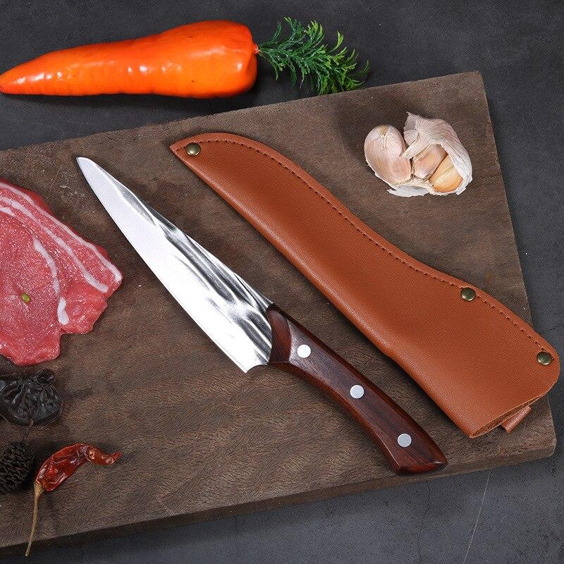 6 Inch Japanese Knife Handmade Forged Fruit Paring Knife Natural Wood Handle Utility Knives