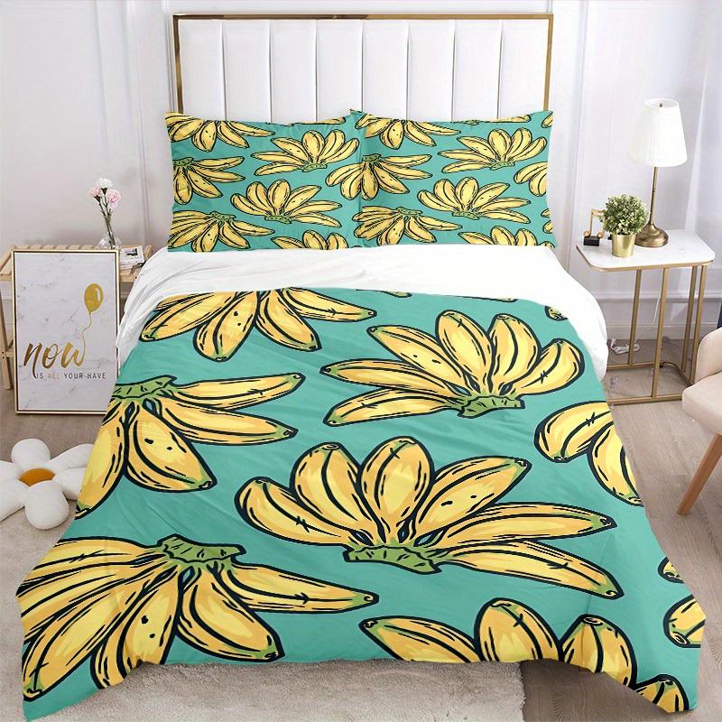 3pcs Banana Pattern Bedding Set, Breathable and Soft, Suitable for All Seasons, Ideal for Home Use, Suitable for Bedroom Decor 21115