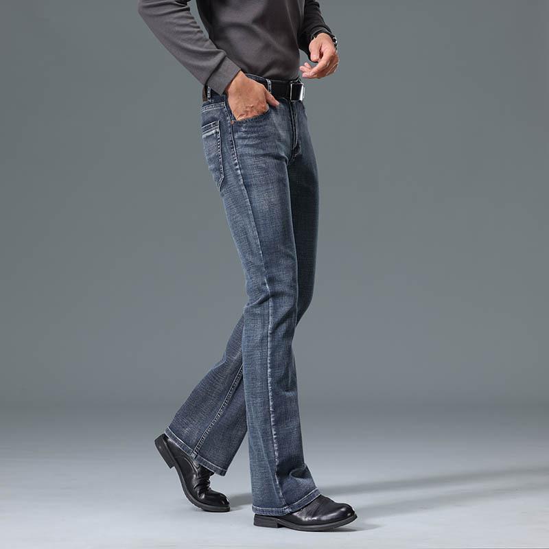 Men's High Waist Stretch Jeans Cassic Design Flared jeans Men's Blue Jeans