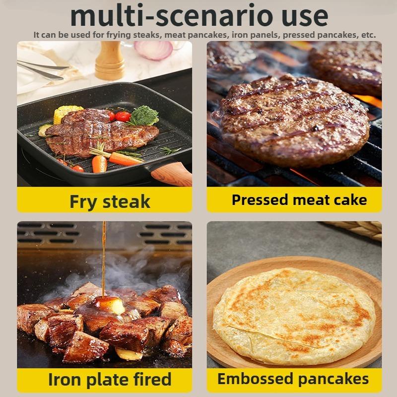 Multifunctional heavy-duty cast iron meat pressing board,uncoated with handle,suitable for outdoor barbecue,kitchen cookingtools