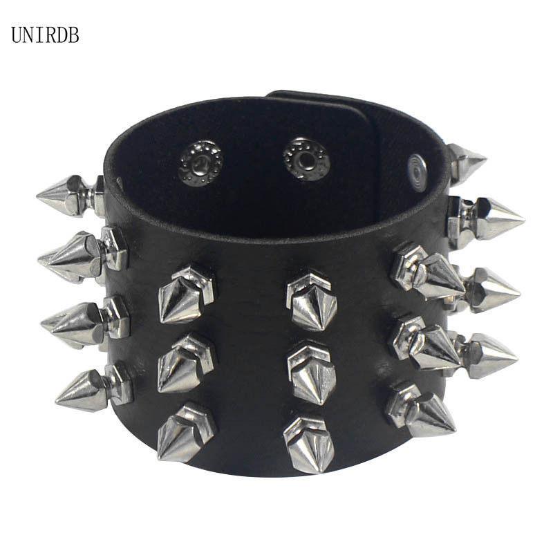 Punk Hip-Hop Rhinestone Bracelet Retro Western Wasteland Hottie Leather Snap Bracelet for Women Jewelry HUANZHI New