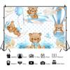 Customized Cute Bear Backdrop Hot Air Balloon Jungle Animals Photography Background for Baby Shower Birthday Nursery Decoration