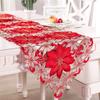 M-Modern-Christmas Table Runner, Poinsettia Holly Leaf Embroidered Table Linens For Christmas Decorations