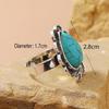 Turquoise Inlaid Bohemian Geometric Ring - Trendy Ethnic Style Jewelry