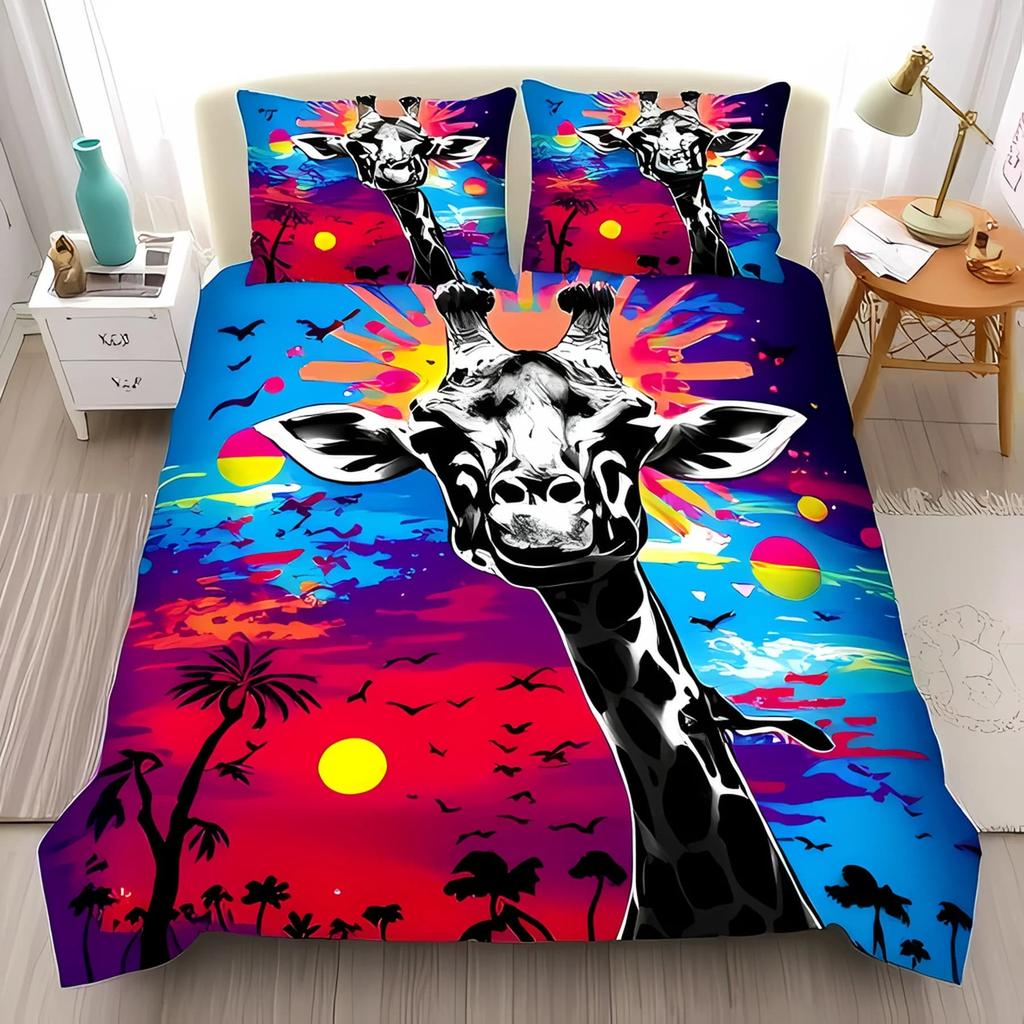 Lovely Girafe Soft Duvet Cover Children's Favorite Girafe Quen Comfortable Quilt Cover Girafe Lovers Gift Bed Decoration Warm plus Comfortable