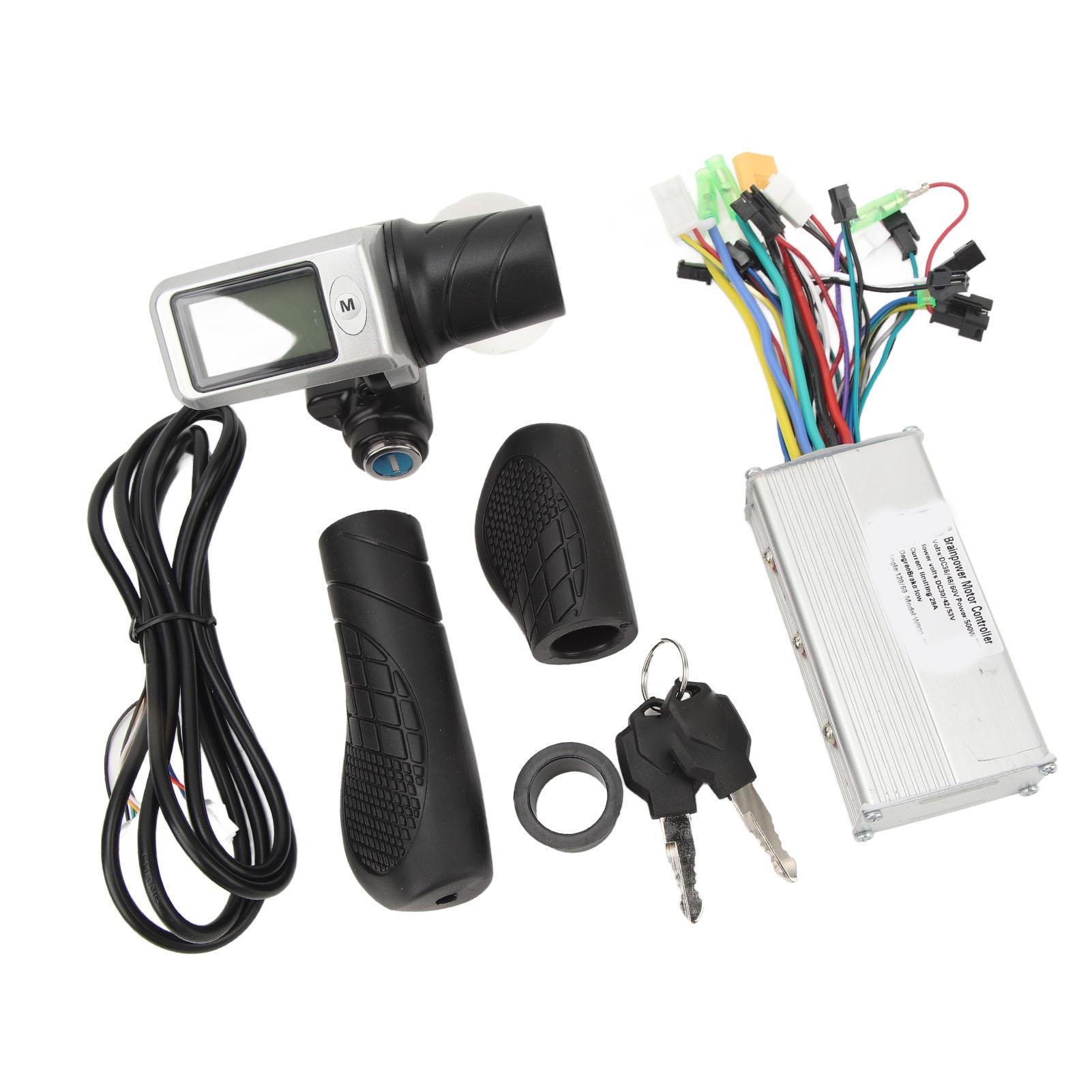 36V 48V 500W 28A Sine Wave 3 Mode Brushless Controller Throttle Handle Kit Speed Controller Throttle Grip with Panel for Conversion