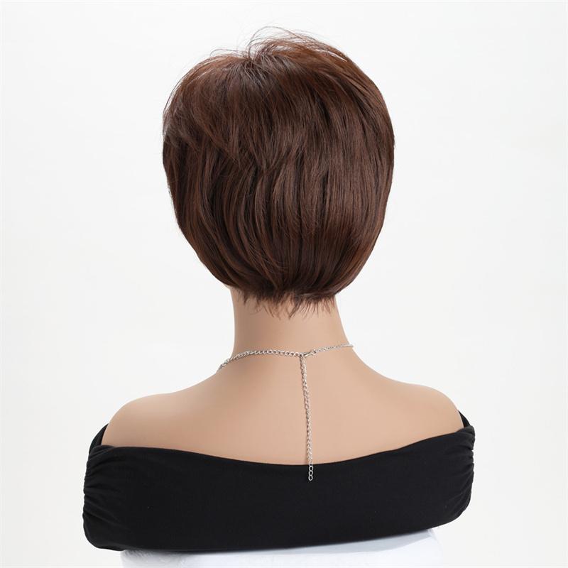 Peruci Sintetice pentru Femei Perucă Naturală Scurtă Ondulată cu Breton Peruci Maro Amestec Blond pentru Zi de Zi Costum Casual Păr Fals pentru Doamne