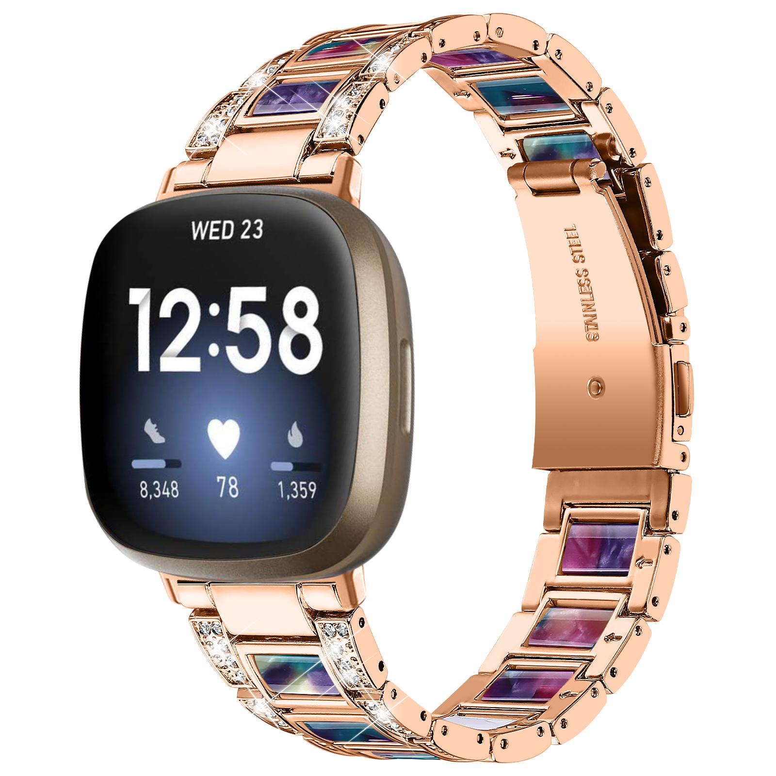 

Ремешок с бриллиантами для Fitbit Versa 4 3 Sense 2, аксессуары для умных часов, металлический браслет из смолы из нержавеющей стали, ремешок Fitbit Versa 3 For Fitbit Versa 3