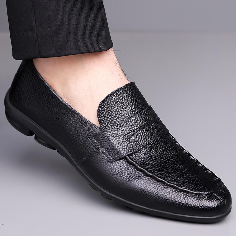 2025 Spring and Autumn New Loafers Men's Doudou Shoes Lazy One Pedal Sleeve Men's Shoes High-end Soft Sole Soft Leather 1618