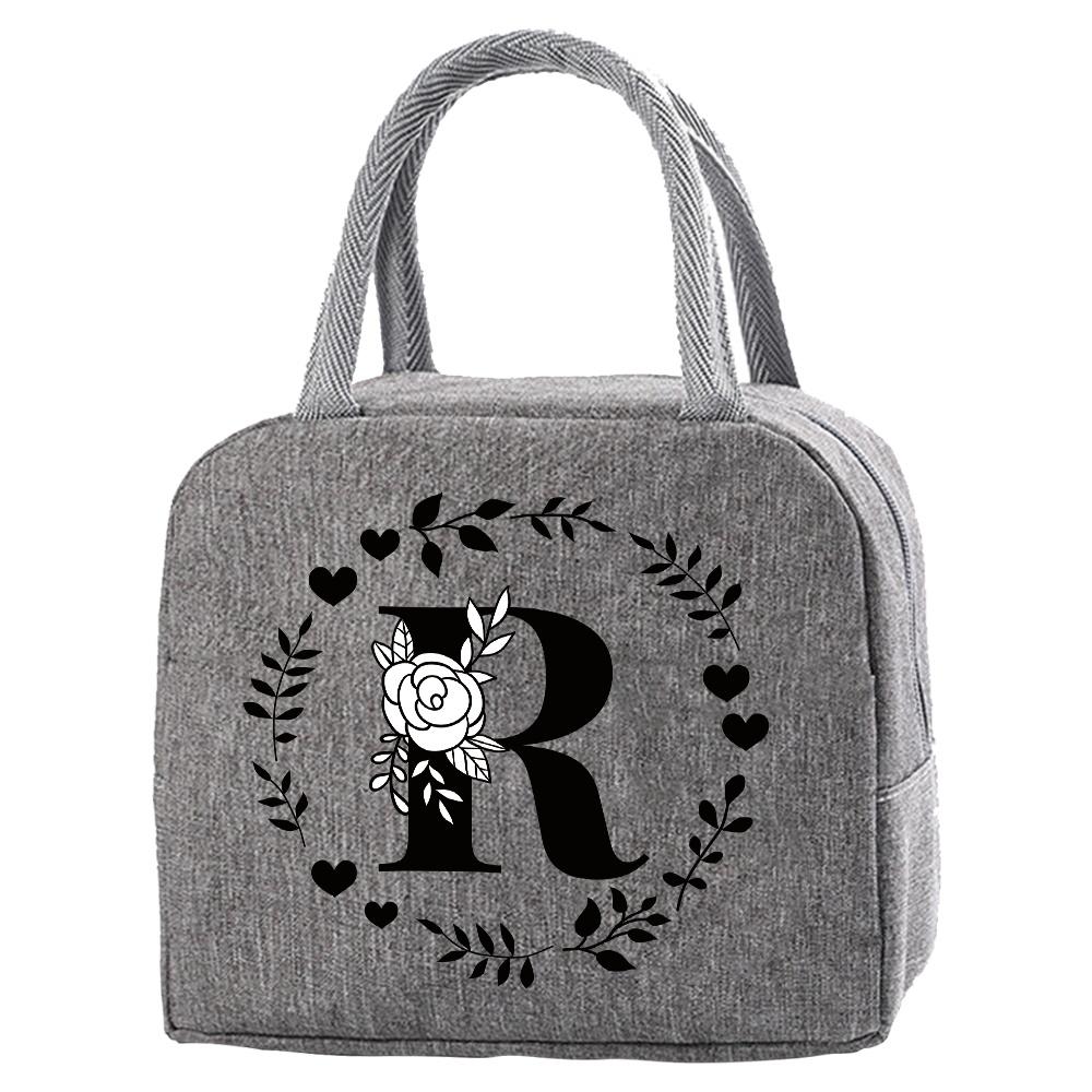 Travel Portable Food Thermal Insulated Children Picnic Waterproof Oxford Zipper Breakfast Thermal Bag Garland Letter Pattern Bag