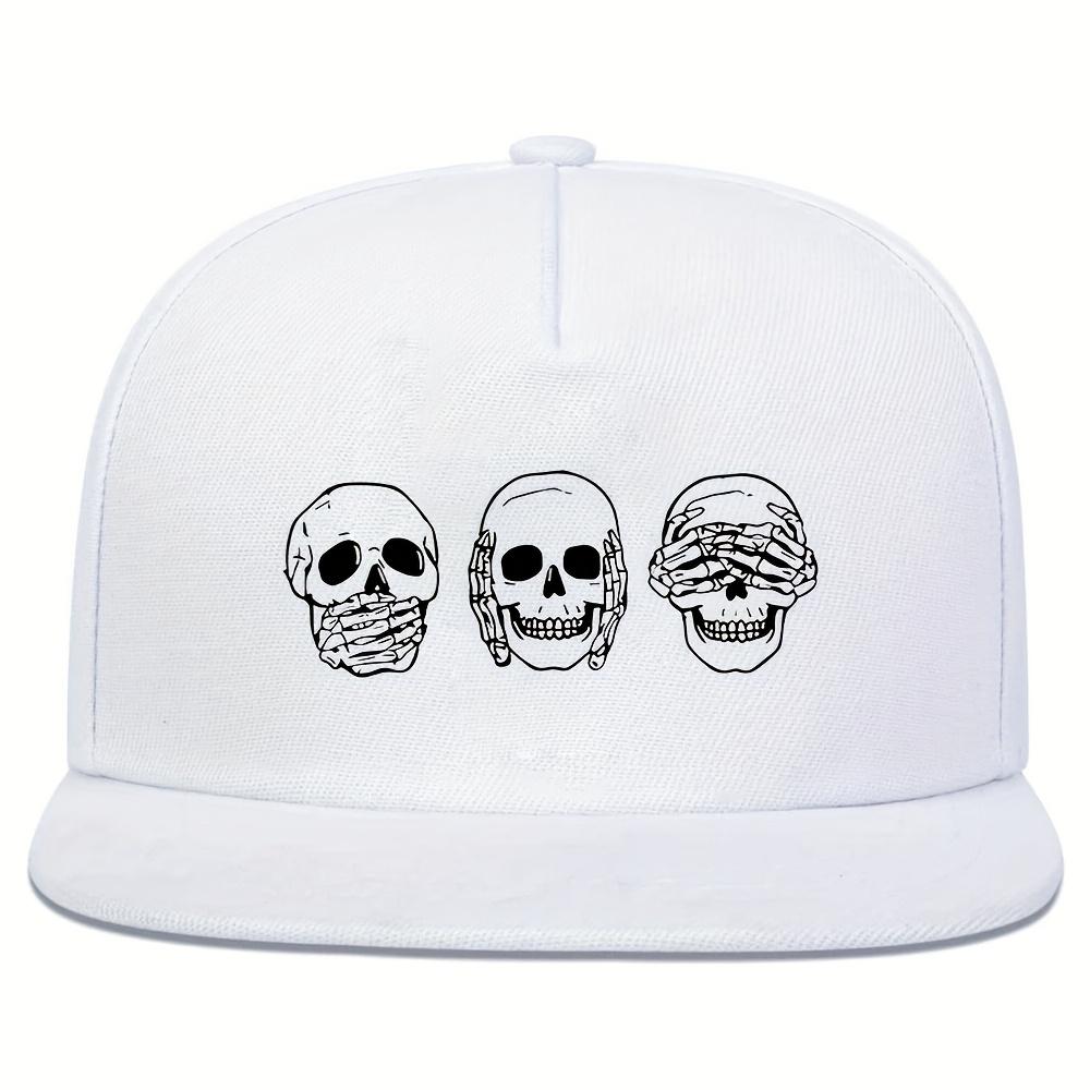 

Кепка-Snapback с принтом «Три мудрых черепа» Регулируемая Полиэстер Уличный стиль Повседневная Унисекс Кепка One Size