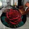 Lucky Red Rose Printed Round Carpet Anti Slip and Easy To Clean Ideal Carpet for Home or Vacation Homes Durable and Affordable