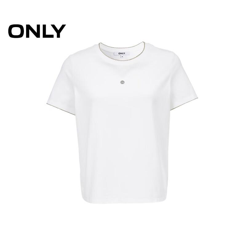 ONLY Women's Contrast Trim Round Neck Short Sleeve T-Shirt