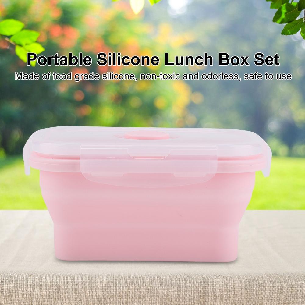 Portable Silicone Lunch Box Folding Microwave Safe Lunchbox Food Container
